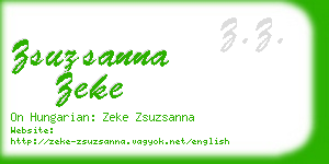 zsuzsanna zeke business card